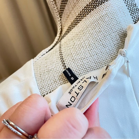 Halston Maxi Elegant White Wrap Dress - Picture 6 of 9